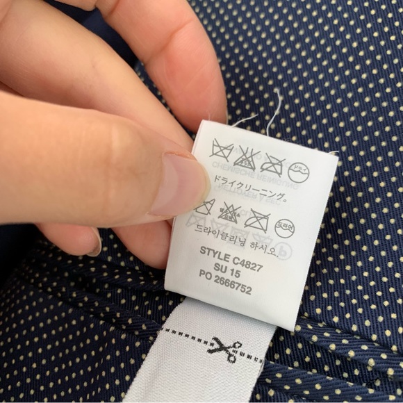 J Crew Blazer Jacket Unlined Cotton Blue Polka Dot Unstructuted Crosby Size 44 R - Picture 8 of 10